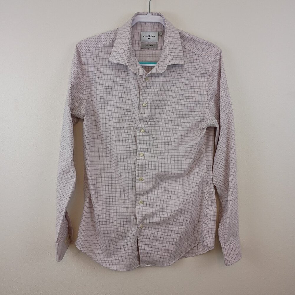 Goodfellow & Co Slim Fit Button-Down Shirt M 15–15.5 Checkered Comfort Stretch